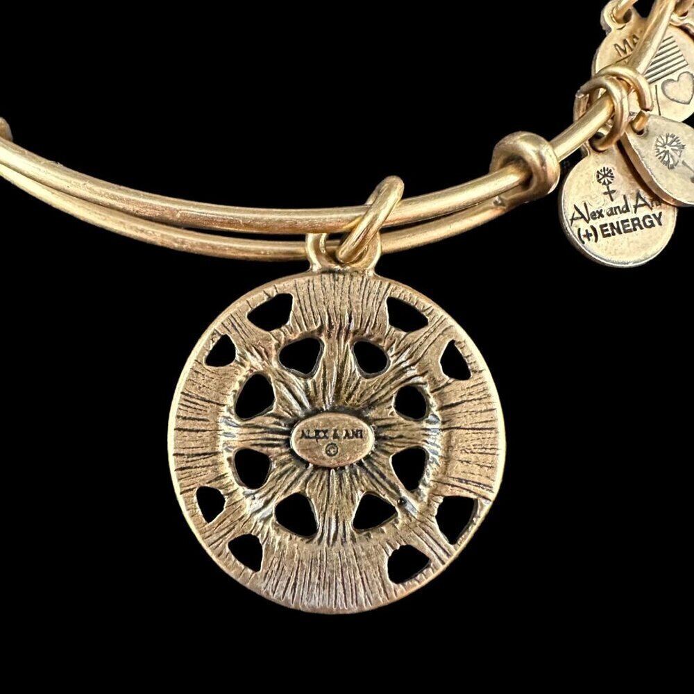 ALEX ANI Charm Bangle Bracelet Openwork Compass Rose Gold Tone Expandable Wire - Picture 3 of 12